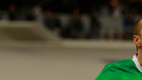 Javier "Chicharito" Hernández celebra su go,l frente a Costa Rica.