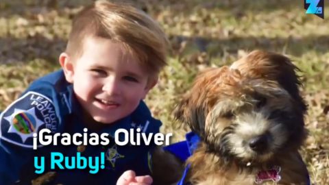 Oliver y y su perro Rubí seguramente son los policías más pequeños de Kansas.