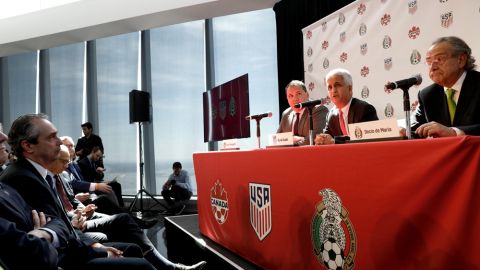 Decio de María estuvo presente en el anuncio, junto con los presidentes de las Federaciones de Estados Unidos y Canadá.