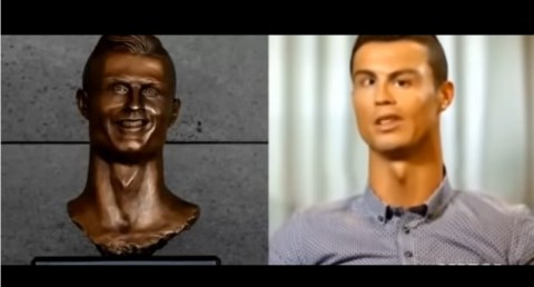 Cristiano Ronaldo se ve un tanto extraño con la forma de su busto