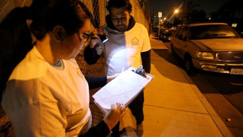 Dos voluntarios participan en el conteo de personas desamparadas en 2015.