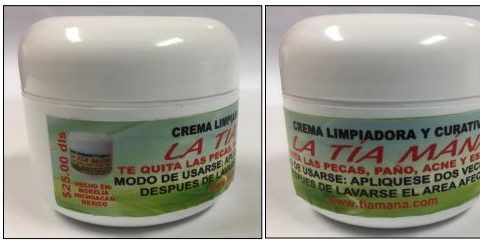 El Departamento de Salud de California insta a consumidores dejar de usar la crema "La Tía Mána".