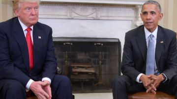 Obama y Trump en su primer encuentro luego de las elecciones presidenciales de 2016