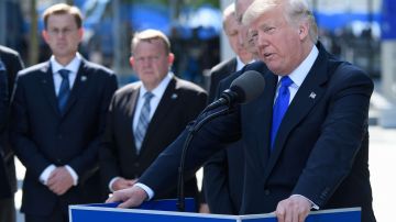 El presidente Trump ofreció un discurso ante miembros de la OTAN.