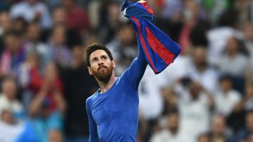Lionel Messi celebra el gol del triunfo que le marcó al Real Madrid.