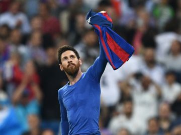 Lionel Messi celebra el gol del triunfo que le marcó al Real Madrid.