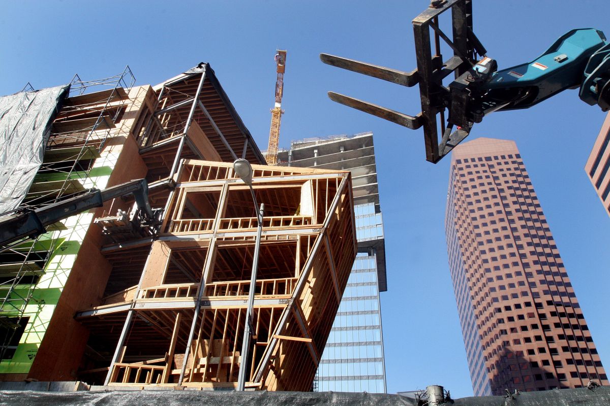 Una zona de construcción en el centro de Los Ángeles. 
