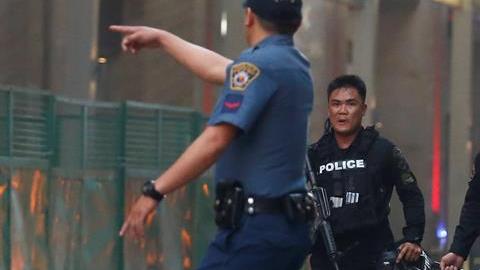 Policía filipina llegó a la zona del ataque.EFE