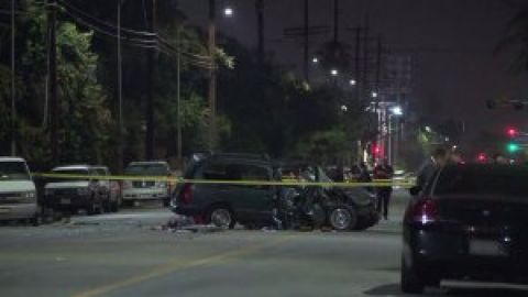 Perímetro de seguridad tras el accidente en Panorama City.