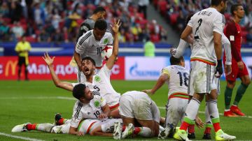 La selección mexicana celebró en grande el gol del empate contra Portugal en su debut de Copa Confederaciones.