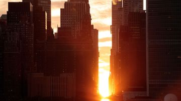Sunset Alights Perfectly Between NYC Buildings During Manhattanhenge