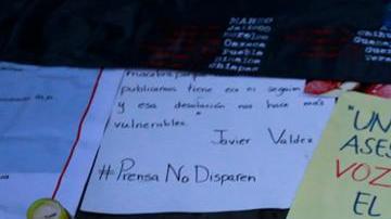 Un grupo de periodistas en una jornada de duelo por el asesinato del periodista Javier Valdez, en Puebla