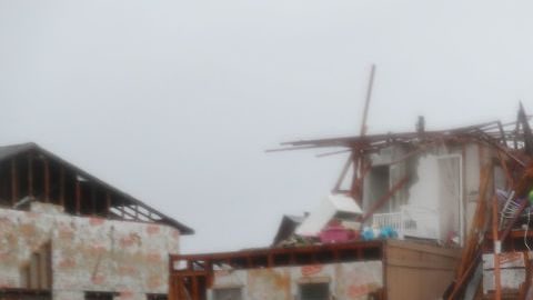Edificios destruidos al paso del huracán Harvey en Rockport, Texas.