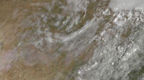 La captura satelital del huracán Harvey muestra el ojo de la tormenta cuando se aproxima a tierra a las 10:07 a.m.