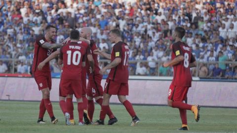 Estados Unidos celebra el gol de Bobby Wood. EFE