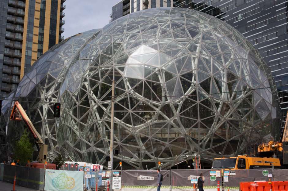 Las esferas de cristal de Amazon en Seattle. David Ryder/Getty Images