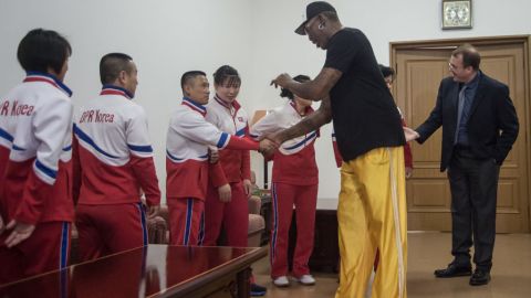 Dennis Rodman durante uno de sus viajes a Corea del Norte.  WON-JIN/AFP/Getty Images