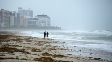 La lluvia, el viento y el oleaje del huracán Irma ya en las playas de Miami el 9 de septiembre.