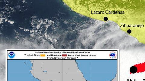 Gráfica de la entrada del huracán Max en Guerrero.