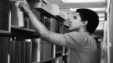 Barack Obama durante su tiempo en Occidental College.