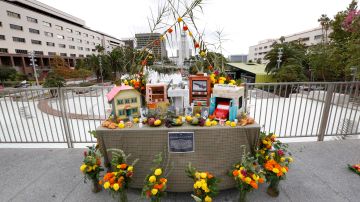 10/31/17/LOS ANGELES/A series of altars are on display in downtown LA's Grand Park in honor of the deceased during Dia de los Muertos celebration. (Photo Aurelia Ventura/ La Opinion)
