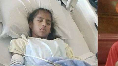 Rosa María Hernández, de diez años, sufre parálisis cerebral