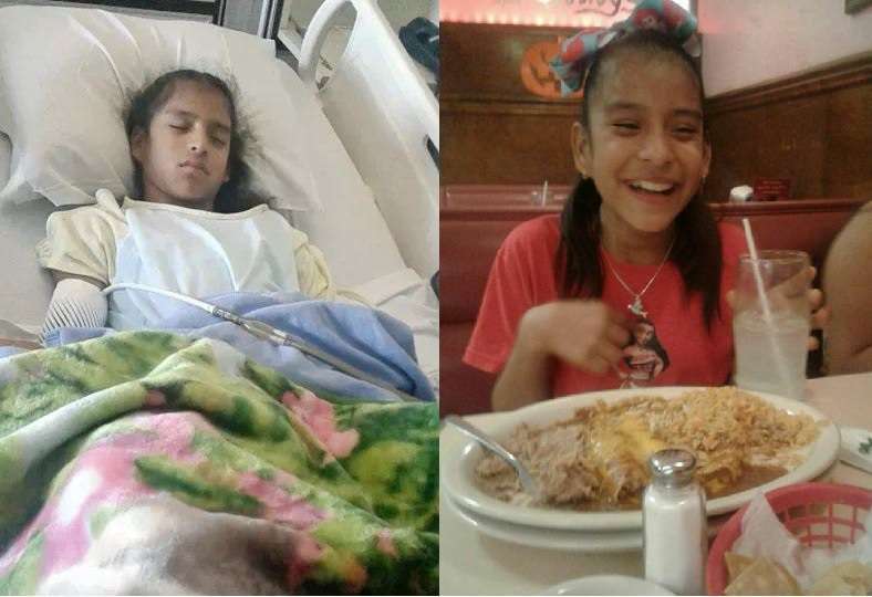 Rosa María Hernández, de diez años, sufre parálisis cerebral
