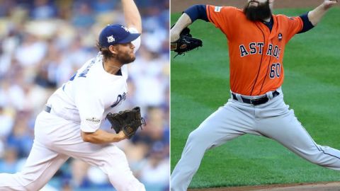 Clayton Kershaw se mide a Dallas Teuchel en la Serie Mundial. Getty Images.