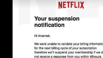 Un correo electrónico falso pide al cliente de Netflix que de información de tarjeta de crédito.