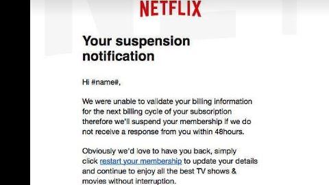Un correo electrónico falso pide al cliente de Netflix que de información de tarjeta de crédito.