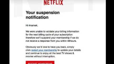 Un correo electrónico falso pide al cliente de Netflix que de información de tarjeta de crédito.