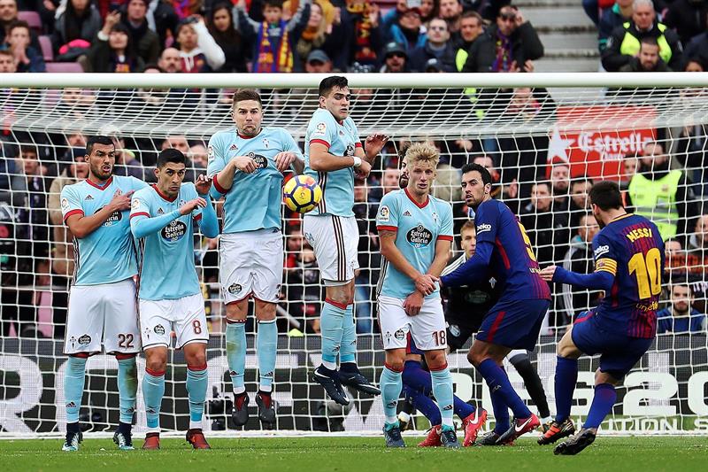 El delantero argentino del Barcelona Lionel Messi anotó al Celta tras tres jornadas de irse en cero. (Foto: EFE/Alejandro García)