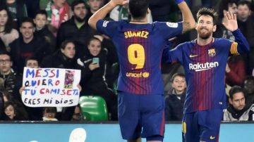 Suárez y Messi marcaron doblete. EFE