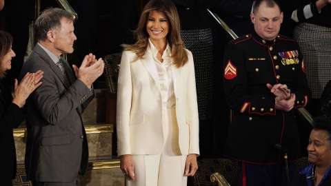 La Primera Dama recibió una ovación previo al discurso de su esposo.