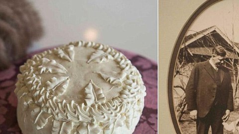 El pastel de bodas de Inez and Harvey Warninge.