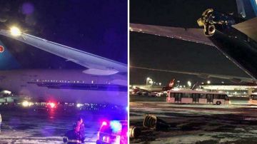 El ala derecha de un avión de China Southern impactó la cola de uno de la aerolínea Kuwait.