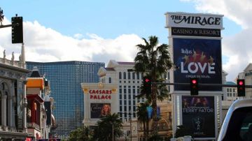 Vista de los casinos y hoteles de Las Vegas.