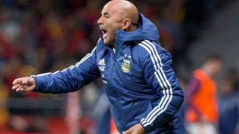 El entrenador de la selección argentina, Jorge Sampaoli, durante el partido amistoso ante España. (Foto: EFE/Rodrigo Jiménez)