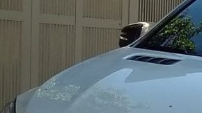 La camioneta de Alan Pulido tras el incidente.