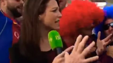 La reportera Marina Lorenzo y su incómodo momento con los aficionados culés.