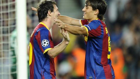 Lionel Messi y Bojan Krkic coincidieron en el Barcelona en 2008