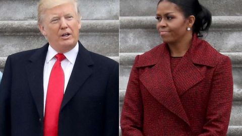 La ex primera dama Michelle Obama y Donald Trump.