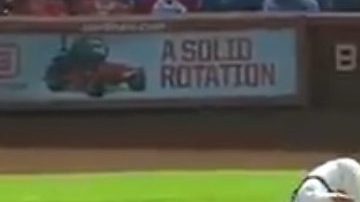 Yadier Molina recibió un bolazo en los genitales.