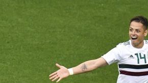 Chicharito celebra el 2-0 de México.  PASCAL GUYOT/AFP/Getty Images
