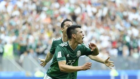 Celebración de la selección mexicana ante Alemania en el Estadio Olímpico Luzhniki. (Foto: Imago7/Agustin Cuevas)
