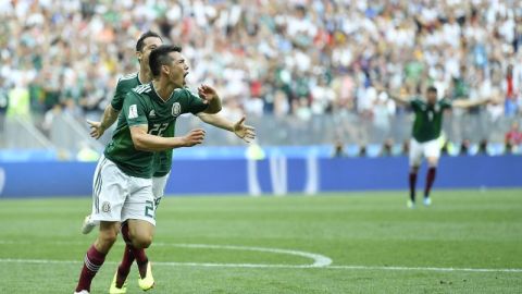 Celebración de la selección mexicana ante Alemania en el Estadio Olímpico Luzhniki. (Foto: Imago7/Agustin Cuevas)