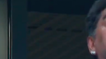 Maradona y su rostro desconcertante durante el Mundial.