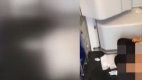 Mujer orina en pasillo del avión