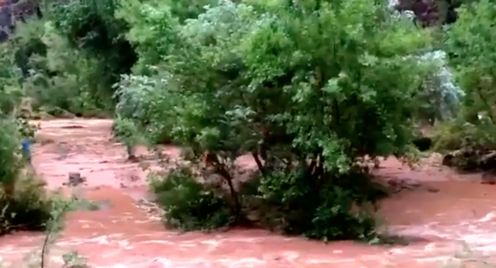 La lluvia hizo que aumentara el nivel del río arrastando todo a su paso.