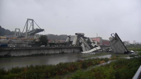 Se desplomó un tramo del Puente Morandi.
